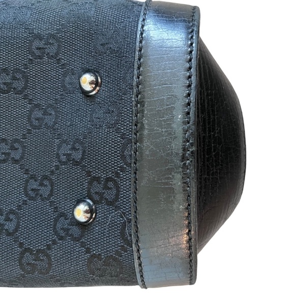 GUCCI Bamboo Bullet Bag - Black Canvas and Leather w/ Silver-tone Hardware - Picture 11 of 13